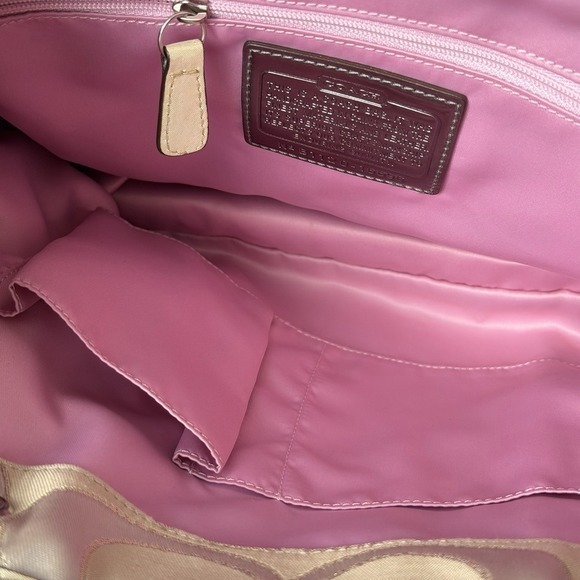 Coach Poppy Backpack 16696 Champagne Cream Signature C Logo Metallic Excellent - Picture 3 of 16